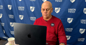 AFT Connecticut Vice President John Brady speaks to the press on federal changes to nursing program loan relief qualifications